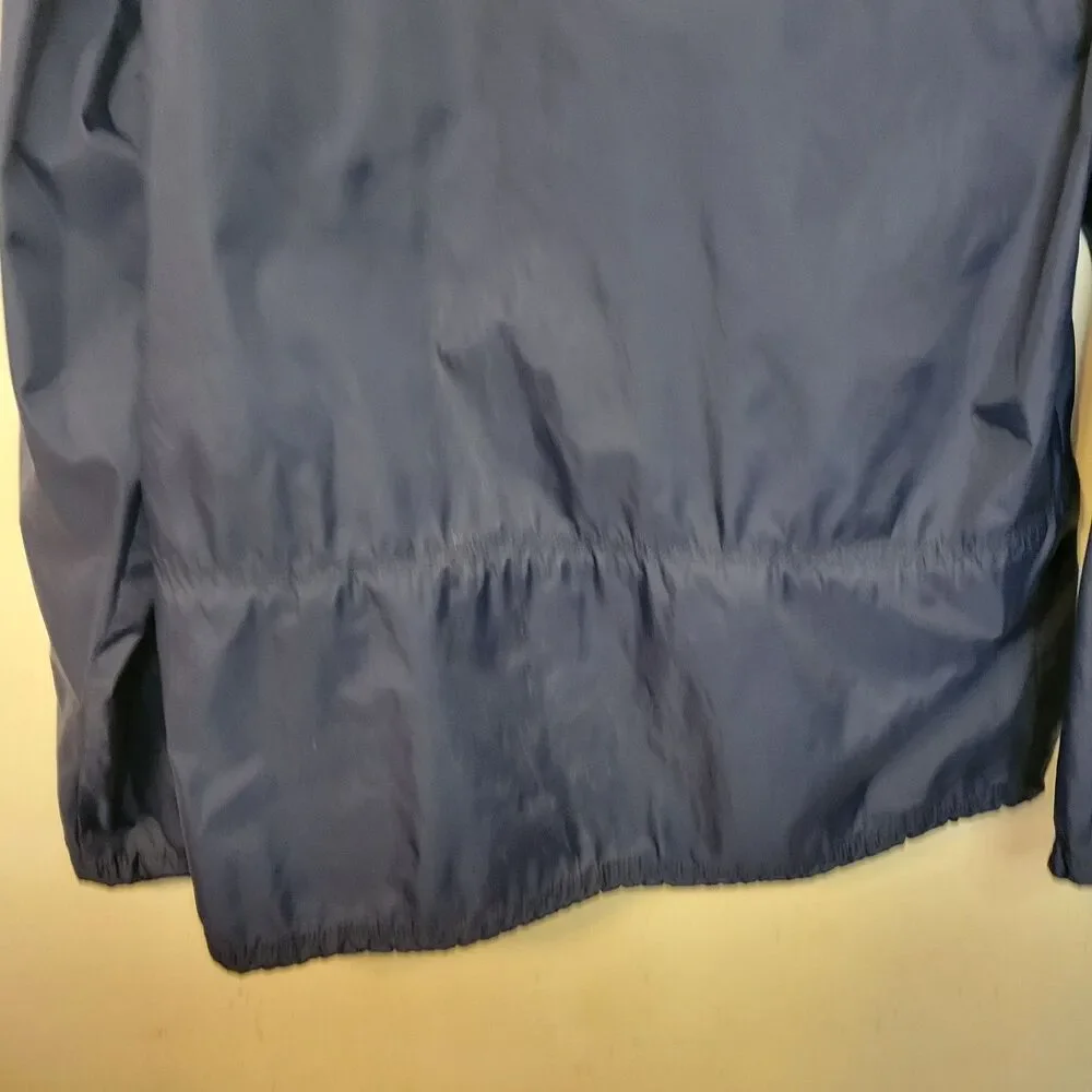 Lands End Mens Large Blue Hooded Pullover‎ Windbreaker Jacket Half Zip